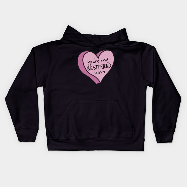 You’re My Best Friend Pink Love Heart Kids Hoodie by ROLLIE MC SCROLLIE